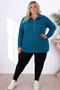 Teal Half Zip Cotton Pullover