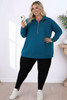 Teal Half Zip Cotton Pullover