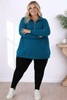 Teal Half Zip Cotton Pullover