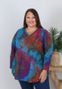 Plus Size Multicolour Knit Top With Purple Accents