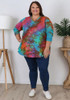 Plus Size Multicolour Knit Top With Orange Accents