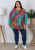 Plus Size Multicolour Knit Top With Orange Accents