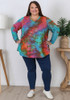 Plus Size Multicolour Knit Top With Orange Accents