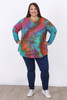 Plus Size Happy Colour V Neck Top
