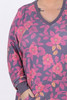 Plus Size Waffle Oversized Top in Pink Floral