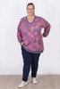 Plus Size Waffle Oversized Cotton Blend Top in Pink Floral