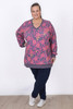 Plus Size Waffle Oversized Top in Pink Floral Size 18 to 32