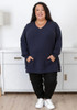 Plus Size Long Sleeve Waffle Top In Navy