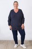 Plus Size Navy Waffle Oversize Top