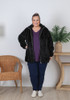 Plus Size Removeable Hood Snuggly Black Jacket