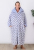 plus size Purple Hearts Zip Front Dressing Gown with Removeable Hood