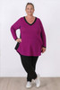 Plus Size Swing Top In Dark Magenta and Black
