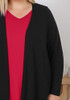 Plus Size Black Long Layer Cardigan with Pockets