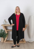 Plus Size Black Long Layer Cardigan with Pockets