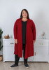 Plus Size Red Long Layer Cardigan with Pockets 