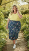 Plus Size Floral Denim Straight Skirt