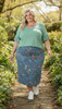 Floral denim plus size skirt 
