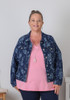 Plus Size Blue Roses Indigo Stretch Denim Jacket