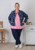 Plus Size Blue Roses Indigo Stretch Denim Jacket