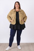 Plus Size Stretch Denim Jacket Latte Size 18 to 32