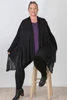 Plus Size Black Animal Burnout Velvet Hanky Hem Jacket