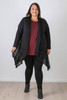 Plus Size Black Floral Burnout Velvet Hanky Hem Jacket 