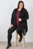 Plus Size Black Floral Burnout Velvet Hanky Hem Jacket 