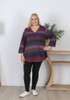 Plus Size Textured Purple Mix Blended Stripe Top