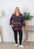 Plus Size Textured Purple Mix Blended Stripe Top