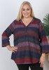 Plus Size Textured Purple Mix Blended Stripe Top