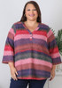 Plus Size Textured Pink Blended Stripe Casual Top