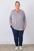 Plus Size Silver Casual Long Sleeve Top - Sizes 18 to 32