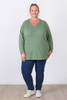 Plus Size Green Textured Weave Cotton Blend Top