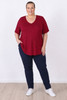 Plus Size Berry Polka Dot Stretch Rayon Top