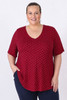 Plus Size Berry Polka Dot Stretch Rayon Top