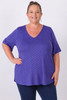 Plus Size Periwinkle Polka Dot Stretch Rayon Top