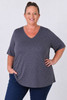 Plus Size Grey Polka Dot Stretch Rayon Top