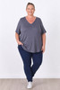 Plus Size Grey Polka Dot Stretch Rayon Top