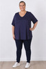 Plus Size Navy Polka Dot Stretch Rayon Top