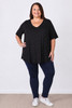 Plus Size Black Polka Dot Stretch Rayon Top