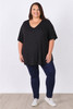 Plus Size Black Polka Dot Stretch Rayon Top