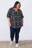Plus Size Lilac And Green Bloom Ruffle Sleeve Top by Curvaceous