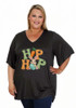 Plus Size Hip Hop Easter Black Twist Side Top