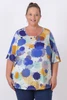 Plus Size Blue Paint Splash Scoop Neck Top