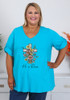 Plus Size Easter He Is Risen Aqua Tee