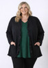 Plus Size Frill Front Black Denim Jacket