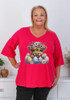 Plus Size Easter Highland Cow Magenta V Neck Tee