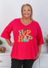 Plus Size Hip Hop Easter Magenta V Neck  Top