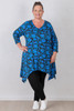 Plus Size  Blue Floral Hanky Hem Tunic