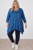 Plus Size  Blue Floral Hanky Hem Tunic Sizes 18 to 32